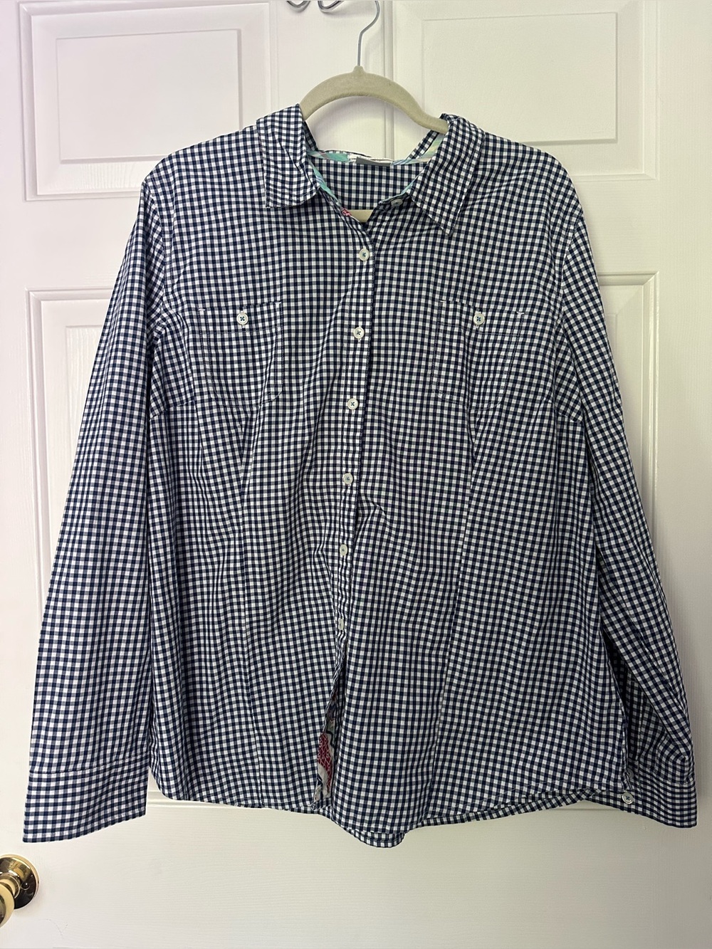 Van Heusen Navy and White Gingham Button-Down Shirt